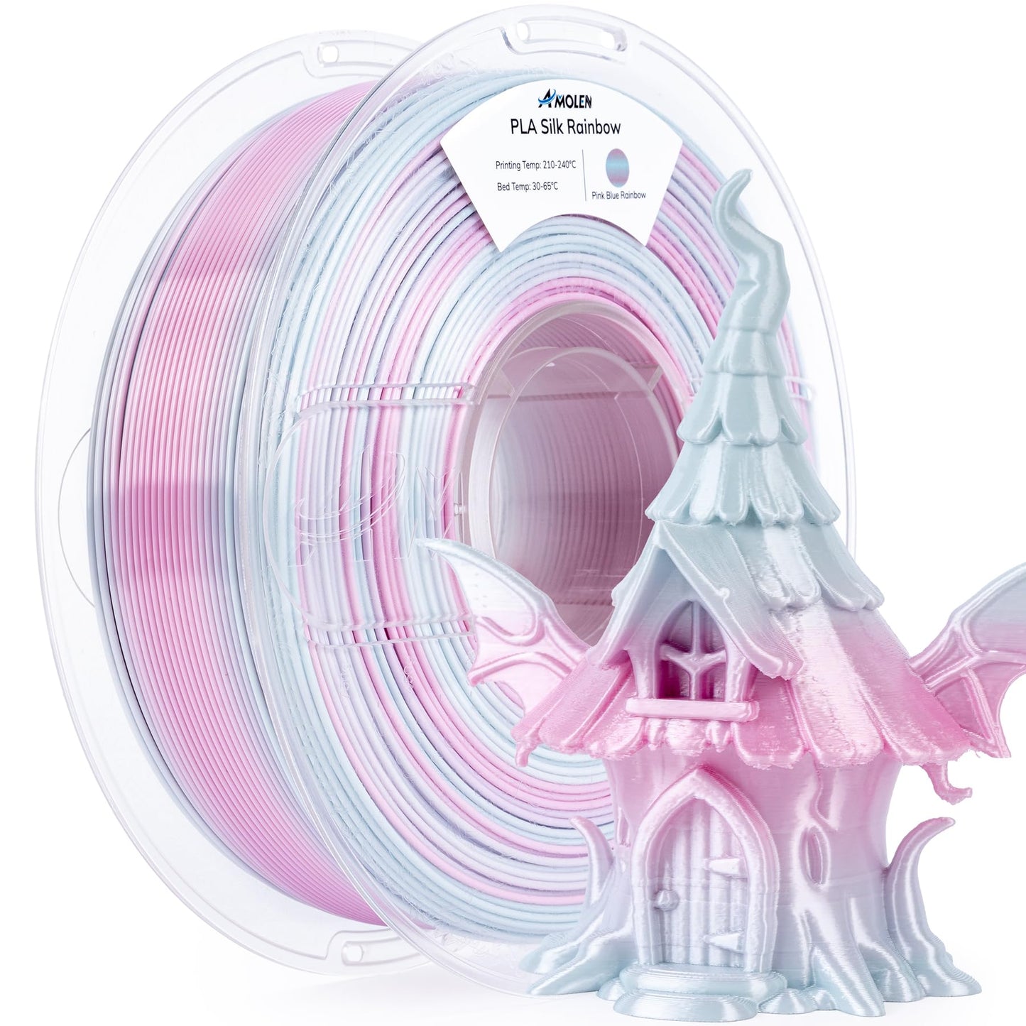 AMOLEN Silk PLA 3D Printer Filament, Shiny Multicolor Rainbow PLA Filament 1.75mm, Gradient Color Change PLA 3D Printing Filamen