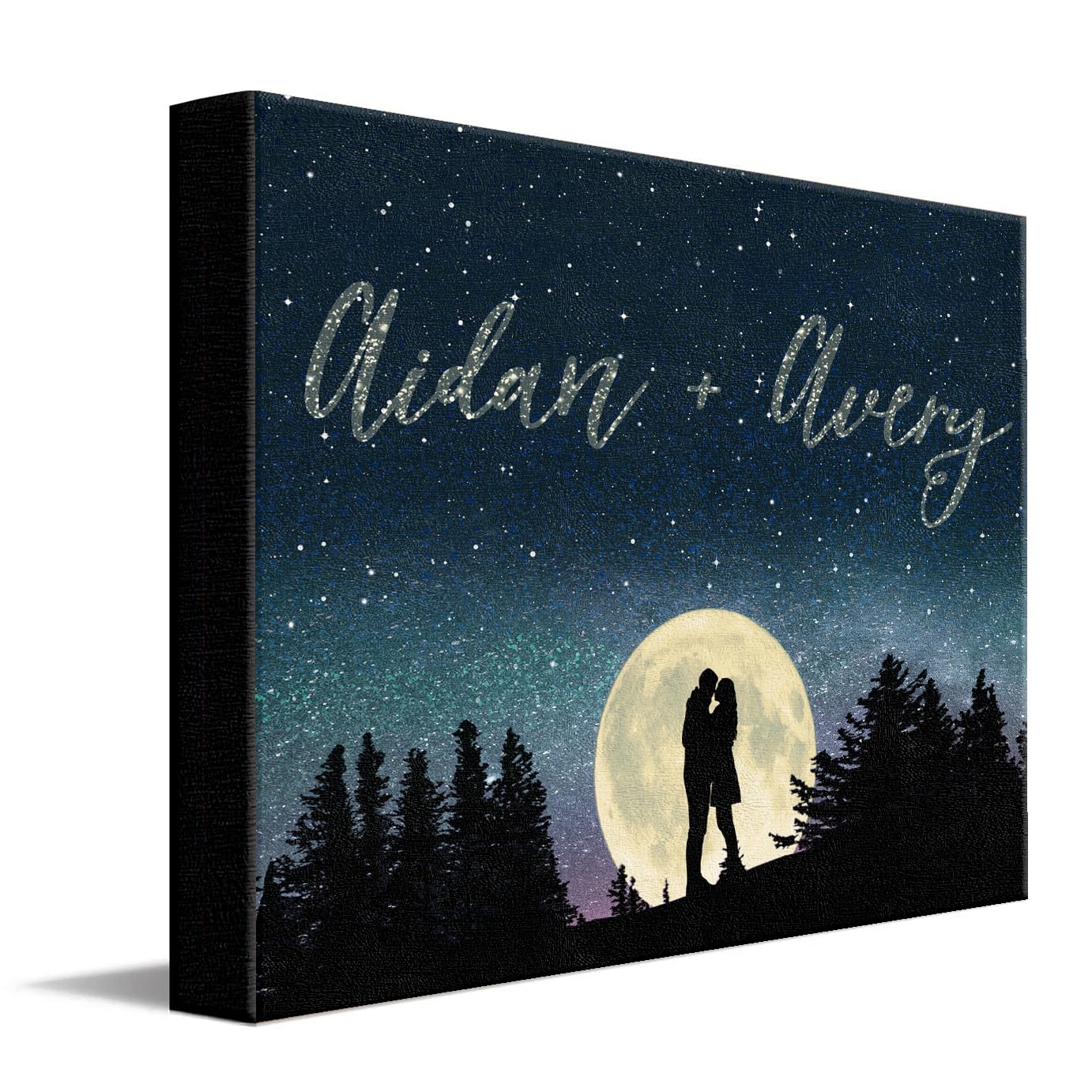 Personal-Prints | Personalized Gifts for a Romantic Valentine’s Day or Anniversary | Stretched Canvas Customized and Ready to Display with an Easel Back (1 - Written in the Stars)