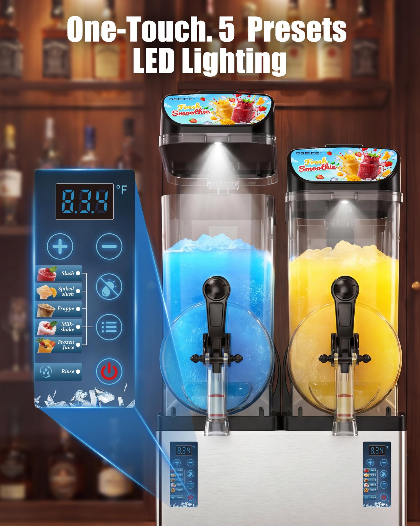 GSEICE Commercial Slushy Machine 8Gal/30L, Margarita Slushie Smoothie Frozen Drink Maker,5-in-1,Wine Daiquiri Frapper Dispenser for Restaurants, Bars,Cafe and Home Party