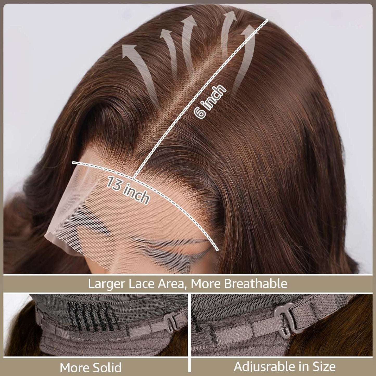 DOLLY PRETTY 200 Density Pre Plucked 4# Colored Wigs Chocolate Brown Lace Front Wig 13x6 Body Wave Lace Front Wigs Human Hair 34