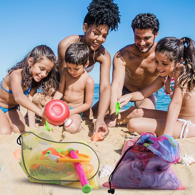 PLULON 12 Pcs Mesh Bag Drawstring Mesh Laundry Bags, 13 x 15.5 Inch Nylon Drawstring Bag for Pool Beach Ball Toys Storage Bag for Collecting Travel Sports Gym (Multicolor)