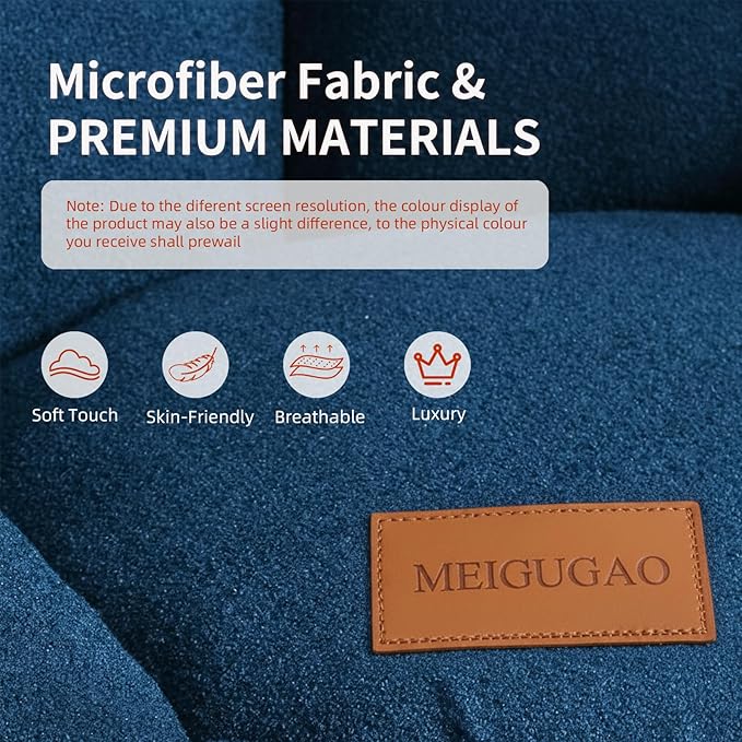 Bean Bag Chairs, Gaint Bean Bag Couch with Memory Foam for Adults and Kids, Microfiber Upholstered Sofa with Ottoman, Comfy Lazy Bean Bag Reading Chair for Living Room