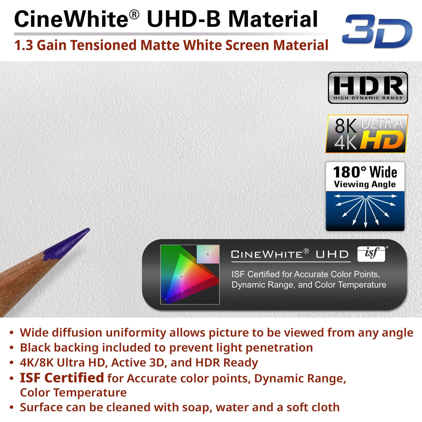 Elite Screens 135" Fixed Frame Projector Screen, Wall Mount, ISF Certified CineWhite UHD-B, Works with Standard, Short Throw & UST Projectors, SF135HW2