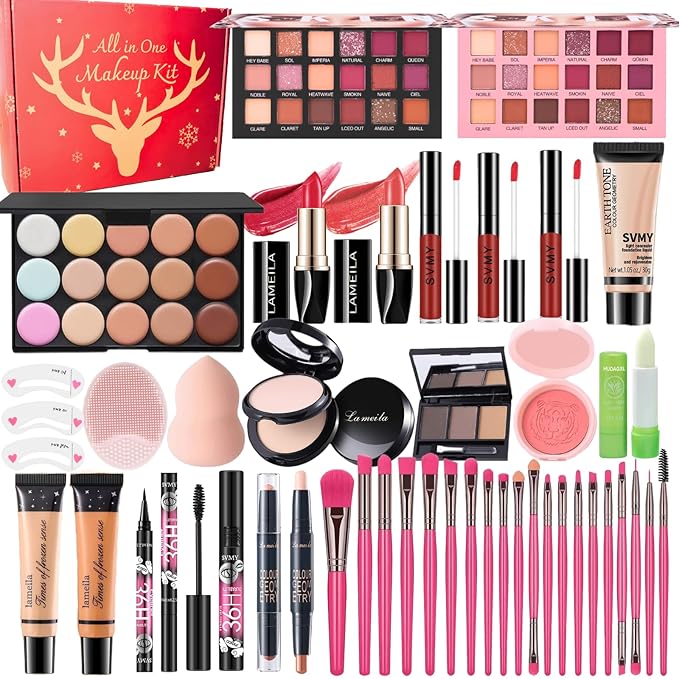 All in One Makeup Kit for Women Full Kit, 41PCS Professional Makeup Kit, Foundation Eyeshadow Lipstick Eyeliner Brush set, Complete Make Up Gift Set for Beginners and Professionals Alike