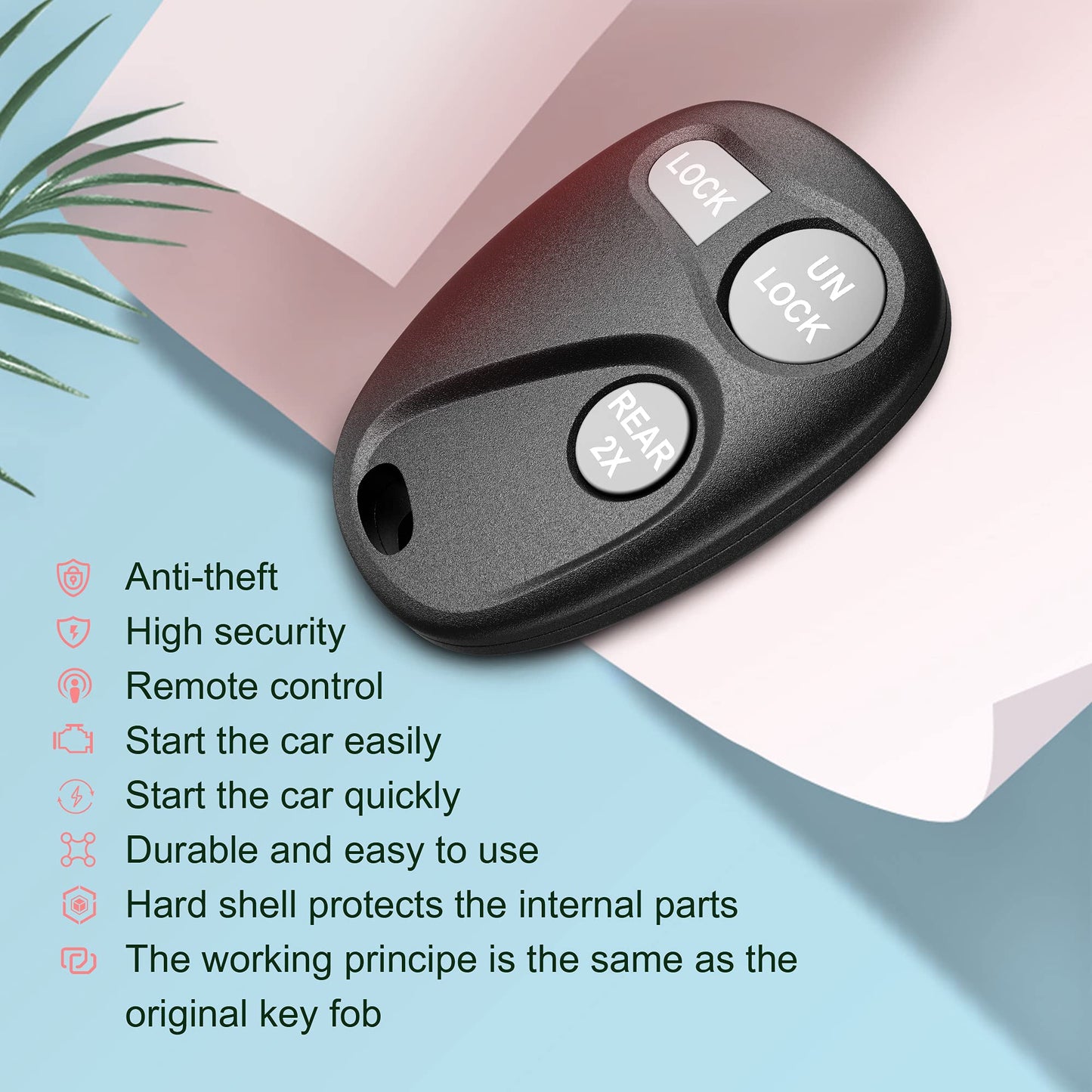 Vofono 3 Buttons Keyless Entry Remote Control Key Fob Car Remote Fits For Chevrolet Tahoe 1997-2000/Suburban 1997-1999/Yukon1997