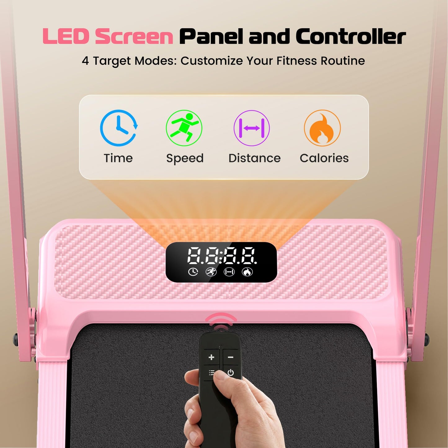 Pink Walking Pad Treadmill with Incline - Foldable Treadmills with Handle Bar, Compact Folding Treadmills for Home Small Spaces, Office, Remote Control & LED Display
