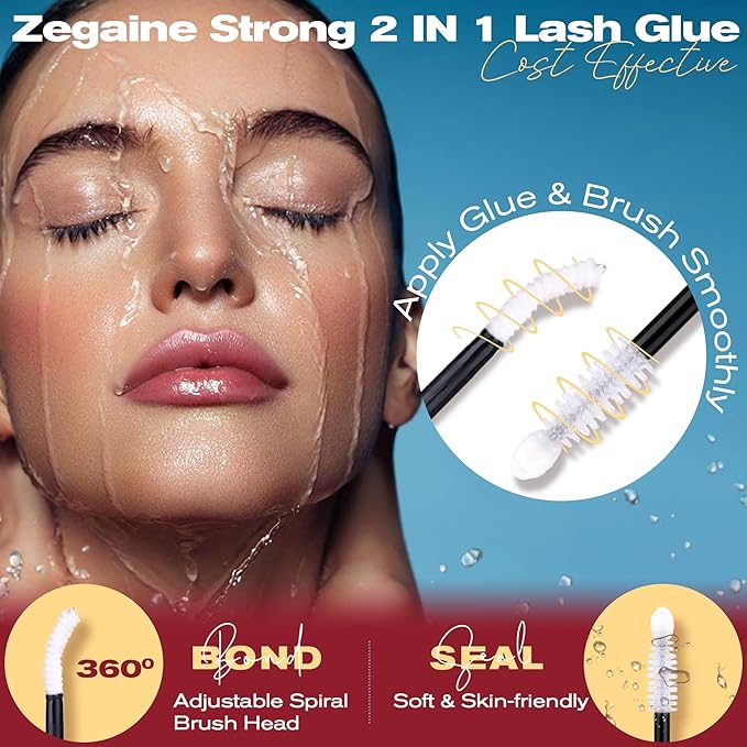 White Lash Cluster Glue For Eyelash Cluster Bond And Seal Lash Glue Waterproof Long Lasting Lash Extension Adhesive DIY At Home by Zegaine