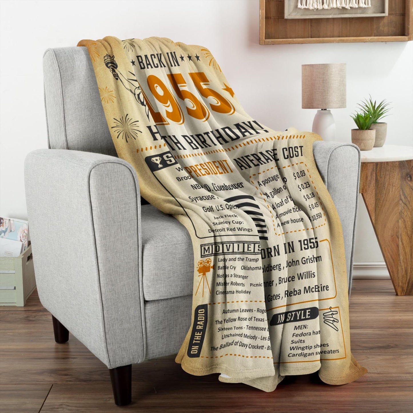 70th Birthday Gifts for Women/Men/Mom/Dad, 70 Year Old Birthday Gift for Men, Gifts for 70 Year Old Woman/Man, 70th Bday Gift Ideas, 1955 Bday Decoration for Woman/Man Throw Blanket 60x50 Inch