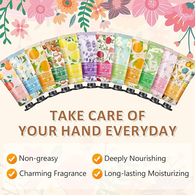 24 Pack Hand Cream Gift Set For Women, Mini Hand Lotion Travel Size in Bulk for Dry Cracked Hands, Graduation Gifts, Teacher Appreciation Gifts, Thanksgiving gift, Bridesmaid Gift,Party Favors