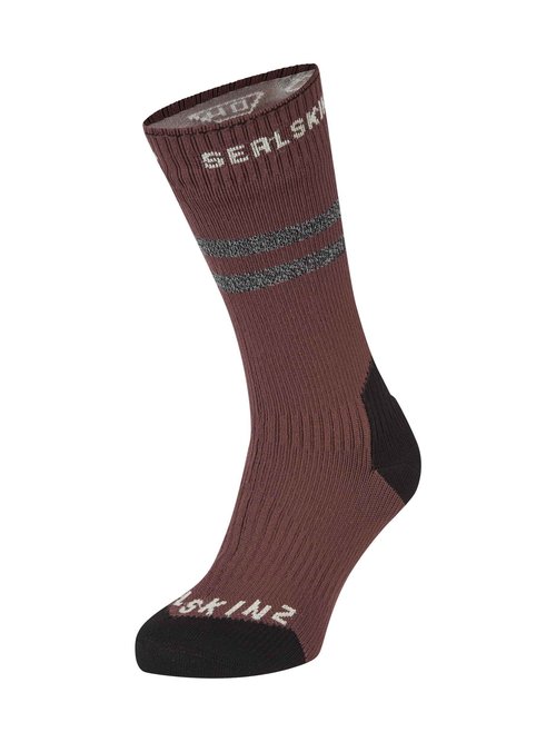 SEALSKINZ Runton Waterproof Cold Weather Mid Length Sock with Hydrostop, Burgandy, S