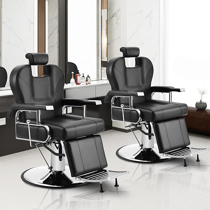 Barber Chairs for Barbershop Salon Chair Professional Heavy Duty Hydraulic Reclining for Salon Barbershop Hair Stylist Hair Armchair for Hair Stylist Black