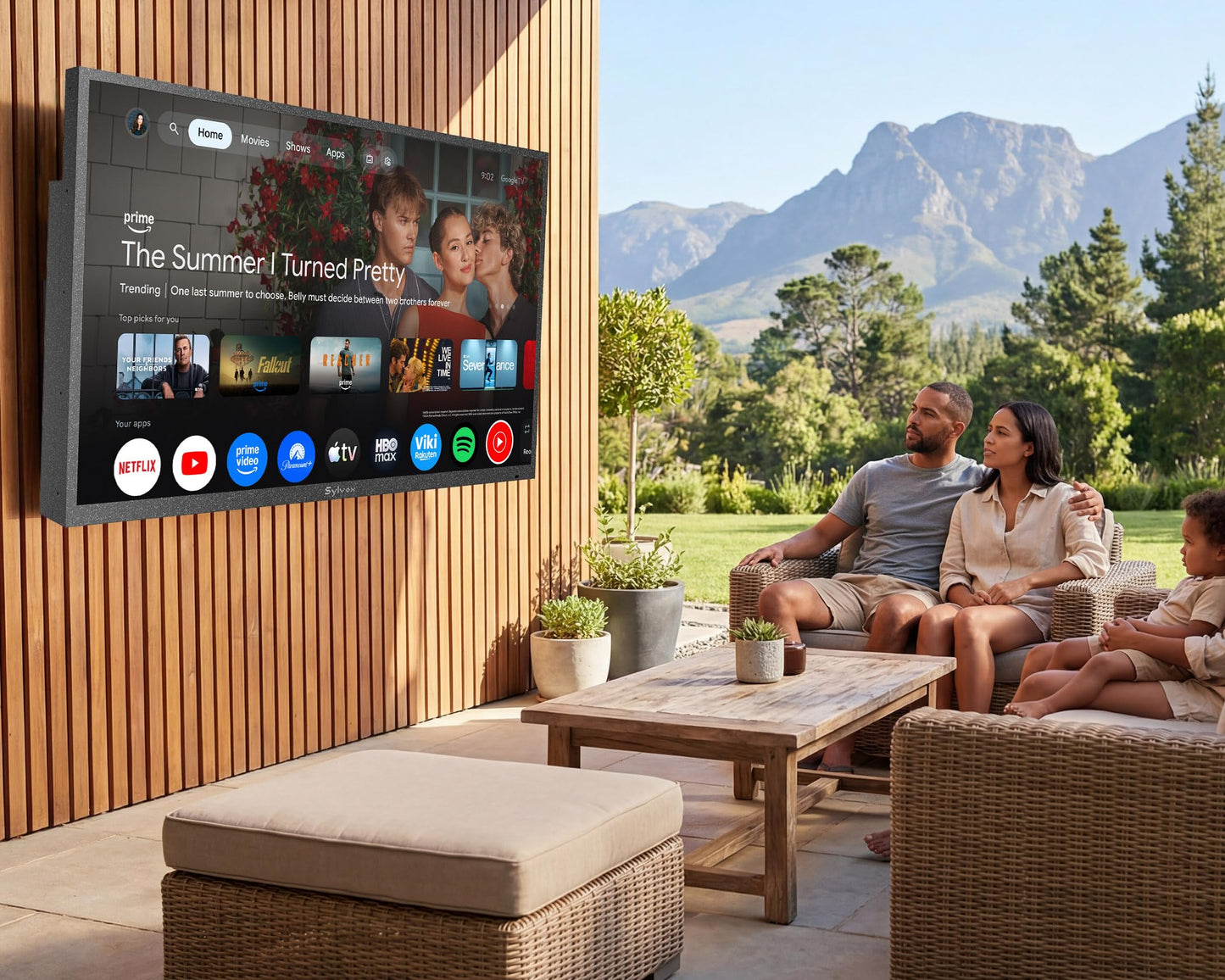 SYLVOX Outdoor TV, Smart QLED TV 75 inch, Weatherproof Outdoor TVs Support Google Assistant, 4K UHD, Wide Viewing Angle, IP56 Waterproof, 1000 Nits Partial Sun QLED Television(2026 Model)