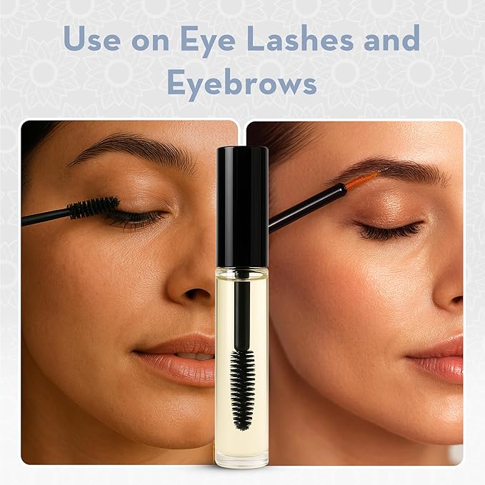 Pure Body Naturals Castor Oil for Eyelashes and Eyebrows - Nourishing Brow & Lash Growth Serum - Castor Oil Organic, Cold Pressed, Hexane Free - 2 Pre-Filled Applicators (10 ml each)