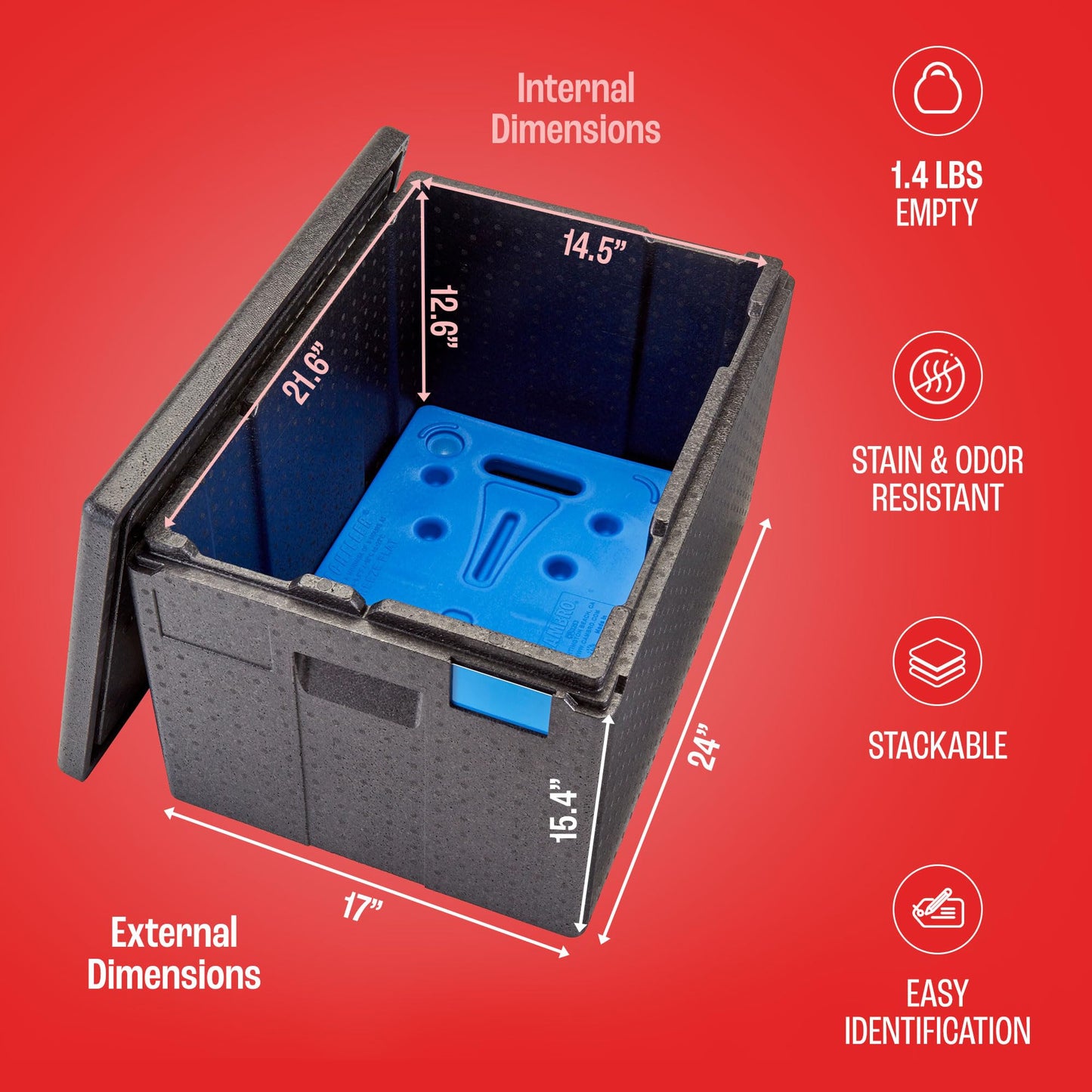 Cambro GoBox Insulated Lightweight Thermal Hot Box and Food Pan Carrier (12 Inch Deep) - Hotbox and Food Warmer for Catering & Transport - Top Load (Black)