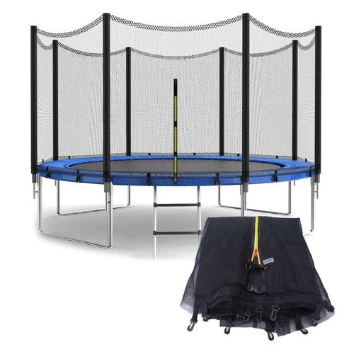 SUOGROLI Trampoline Safety Net, 4/4.6/5/6/8/10/12/13/14/16FT Garden Trampoline Replacement Net, Kids Protective Fence,488cm-12Poles-16ft,Black