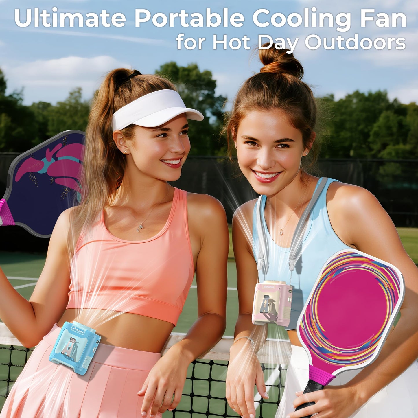 Amacool Portable Waist Fan Clip On, Max 40H Work Time, 10000Mah Rechargeable Wearable Shirt Fan With Light, 16000Rpm Powerful 5