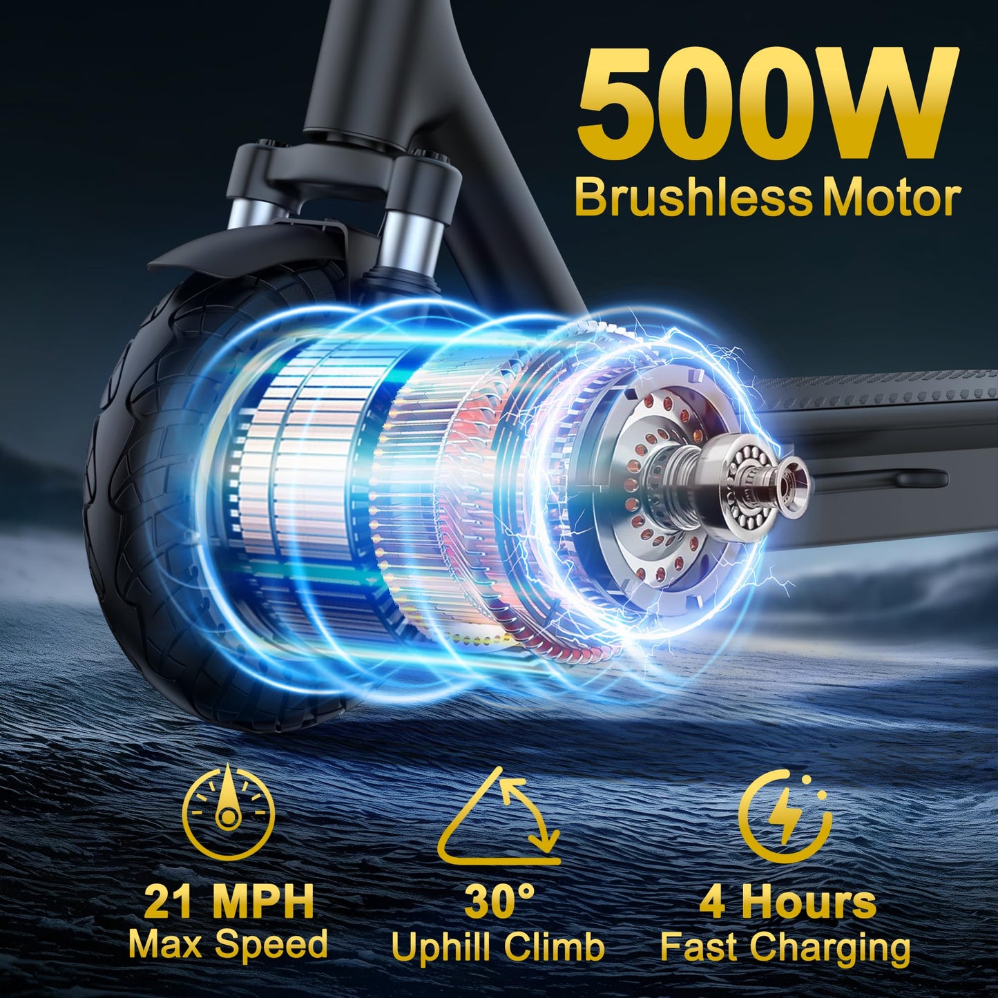 WERHY 10 Inches Electric Scooter, 500W Powerful Motor & 22 MPH Top Speed, 22-28Miles Long Range, Folding E Scooter with Dual Braking for Adults