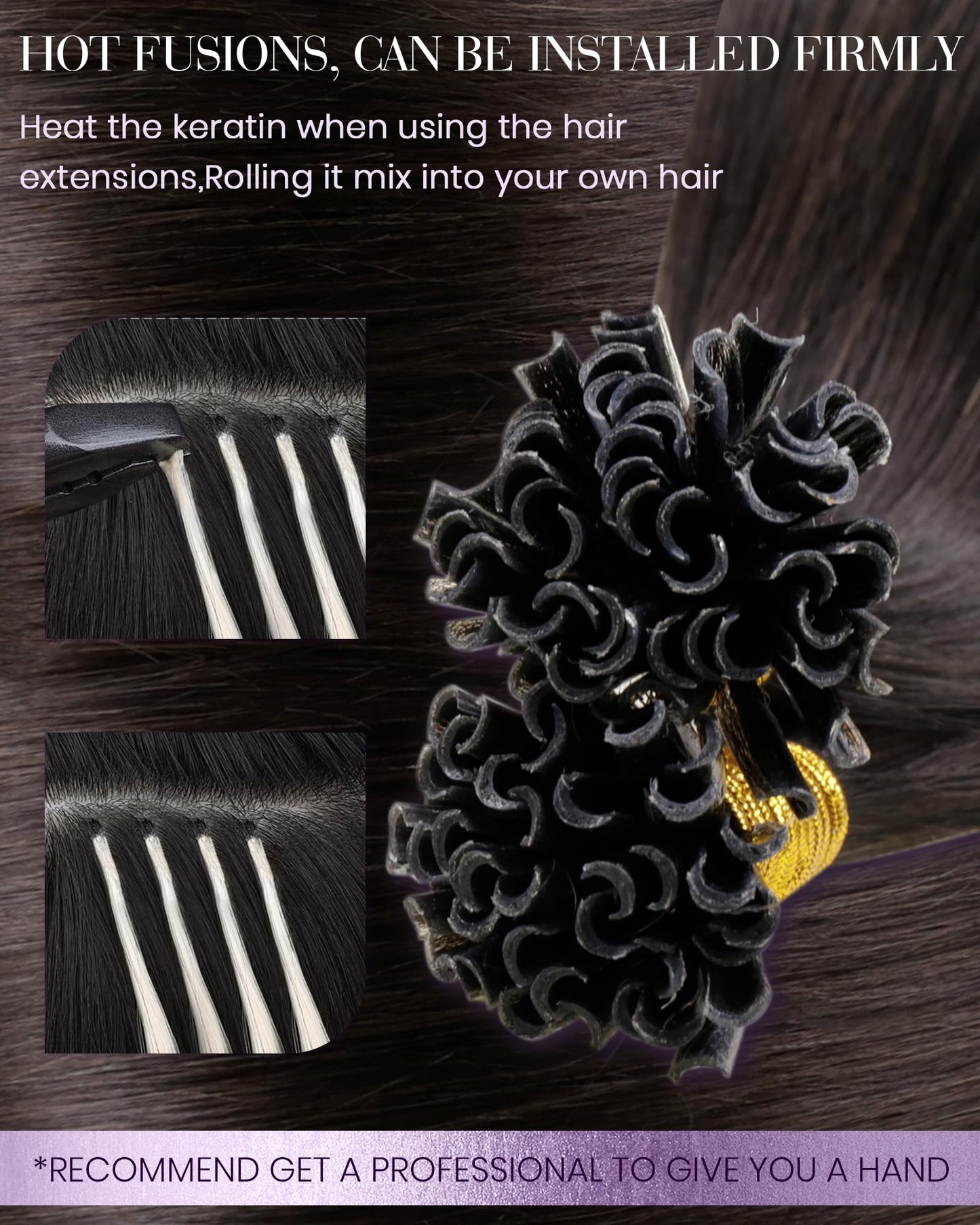 LaaVoo U Tip Hair Extensions Human Hair Dark Brown Utip Hair Extensions Human Hair 20 inch Brown Ktip Human Hair Extensions Pre