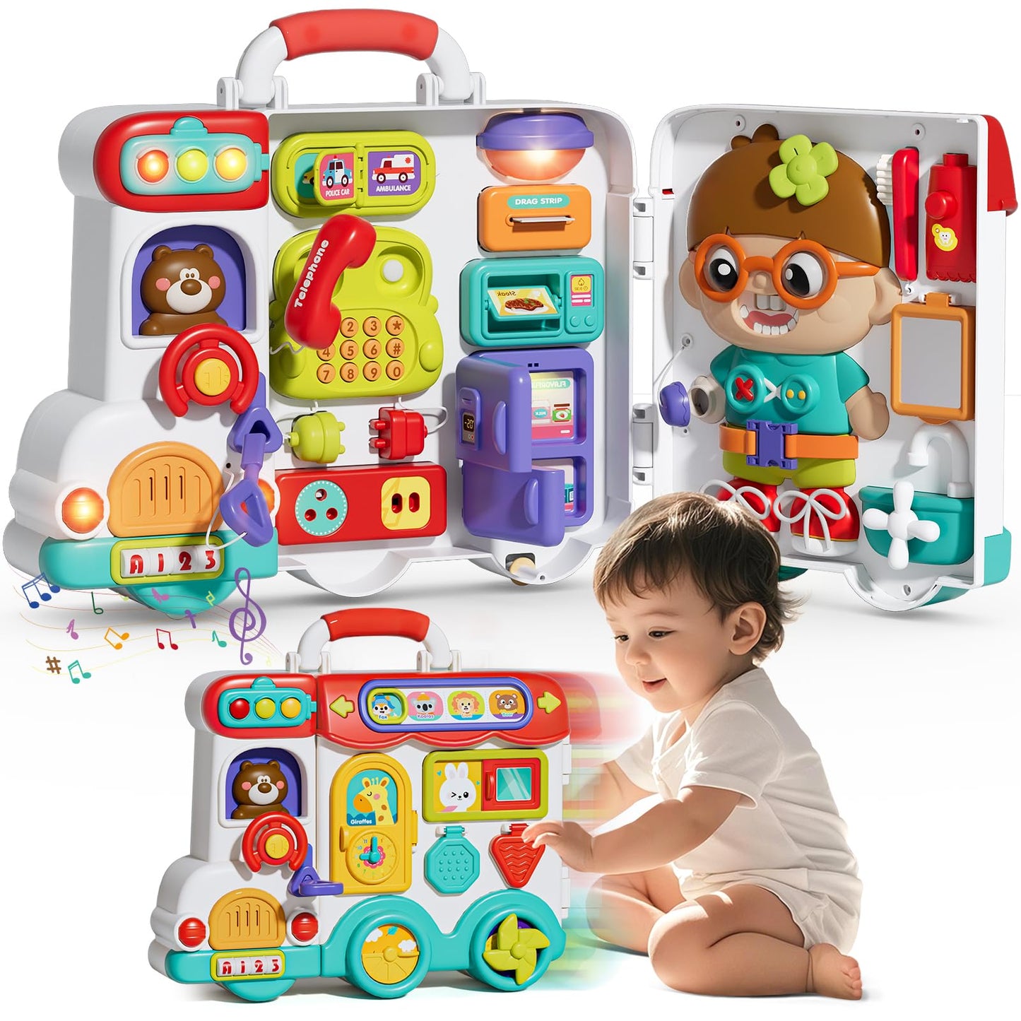 Vanvimen Busy Board Montessori Toys Gift for 1 2 Year Old Boys, Early Educational Montessori Toys for Toddler 1-3, Birthday Gifts Toy for 1 2 Year Old Boy, Ideas 1 Year Old Boys Birthday Gift Toy