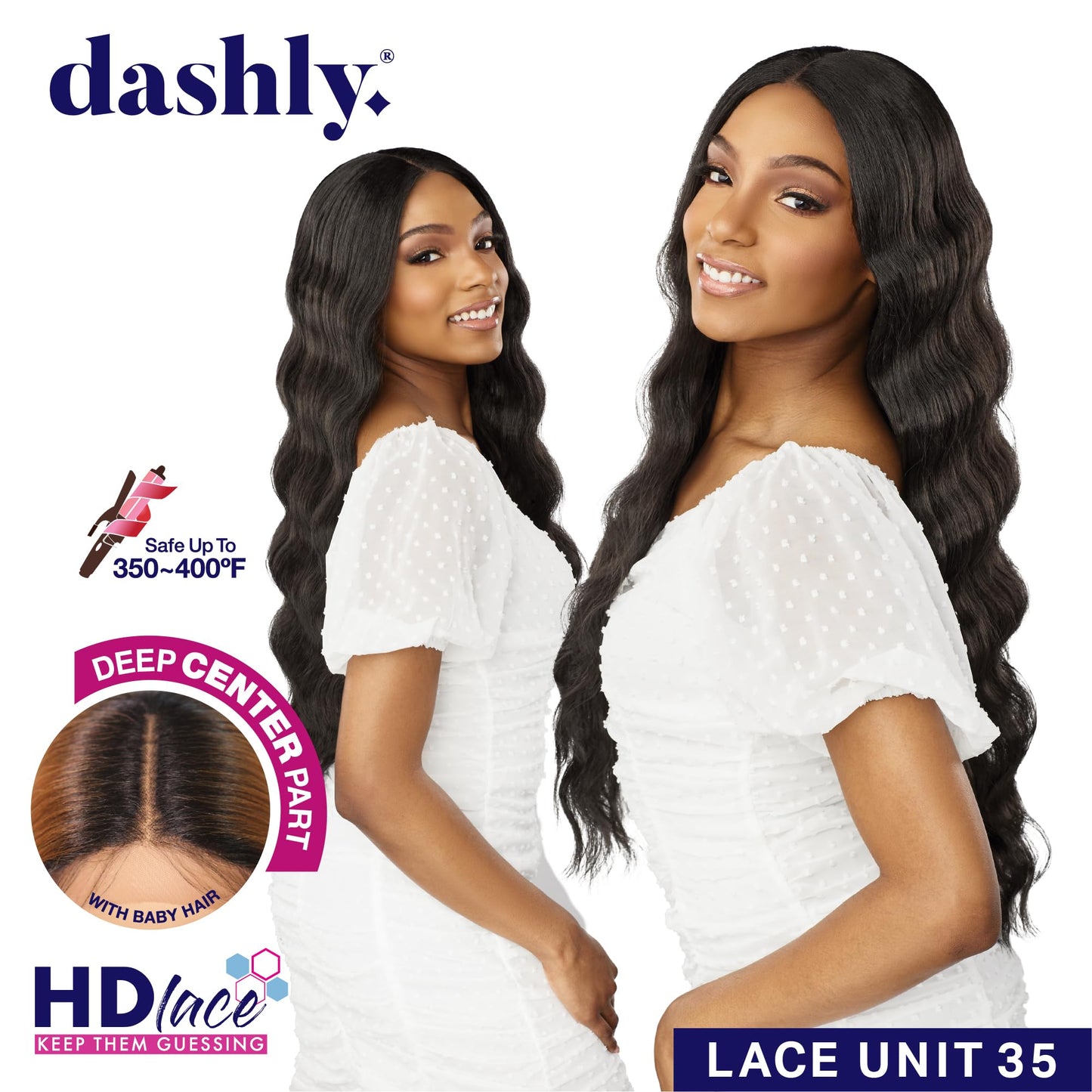 Sensationnel Dashly Lace Front Wig - Unit 35 Hand Tied Laceparting Ear to Ear Synthetic (1 JETBLACK)