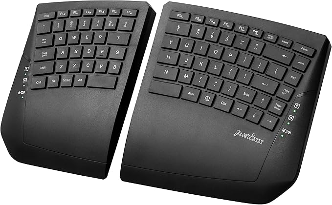 Perixx PERIBOARD-624B US, Wireless Ergonomic Split Keyboard - Up 30 Ft Separation - Adjustable Tilt Angle - Low Profile Me...