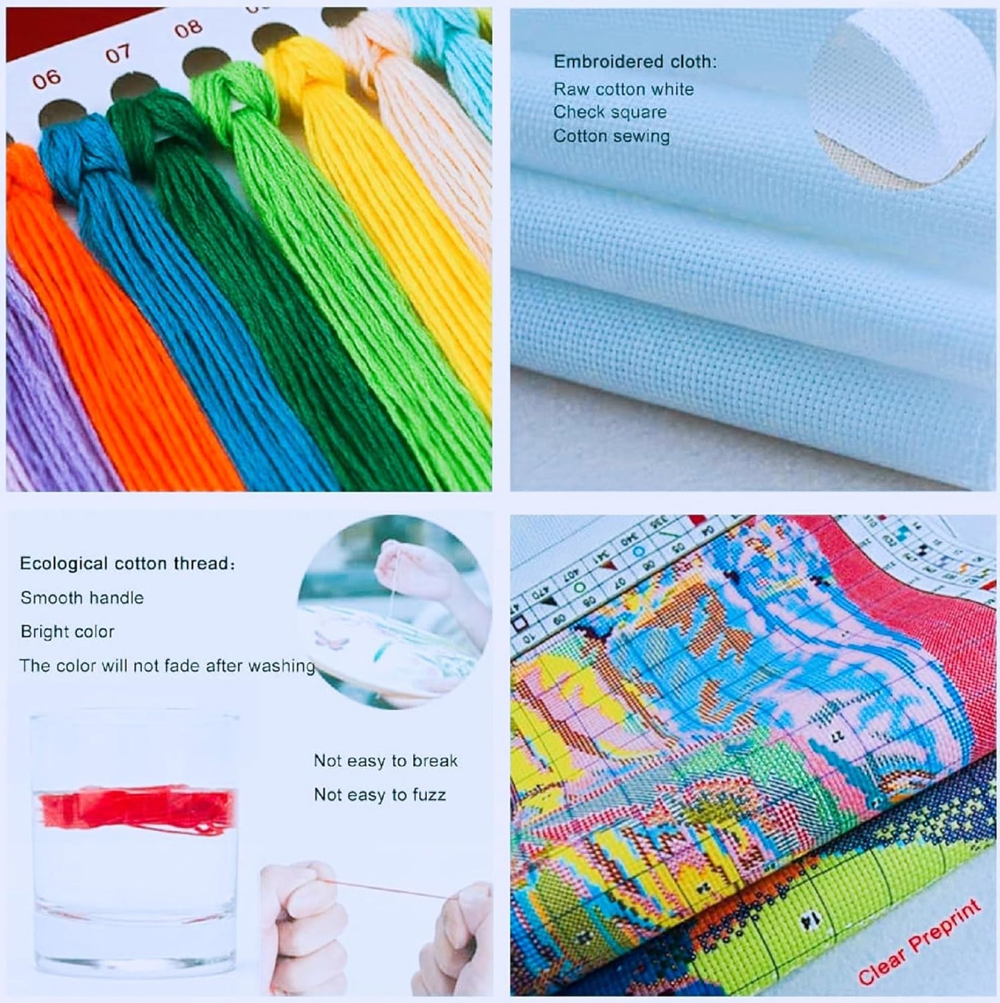 Joyhoor Stamped Cross Stitch Kits for Beginners, Needlepoint Kits for Adults, 11CT Counted Embroidery Kits-Elephant Falls 18x18 inchs