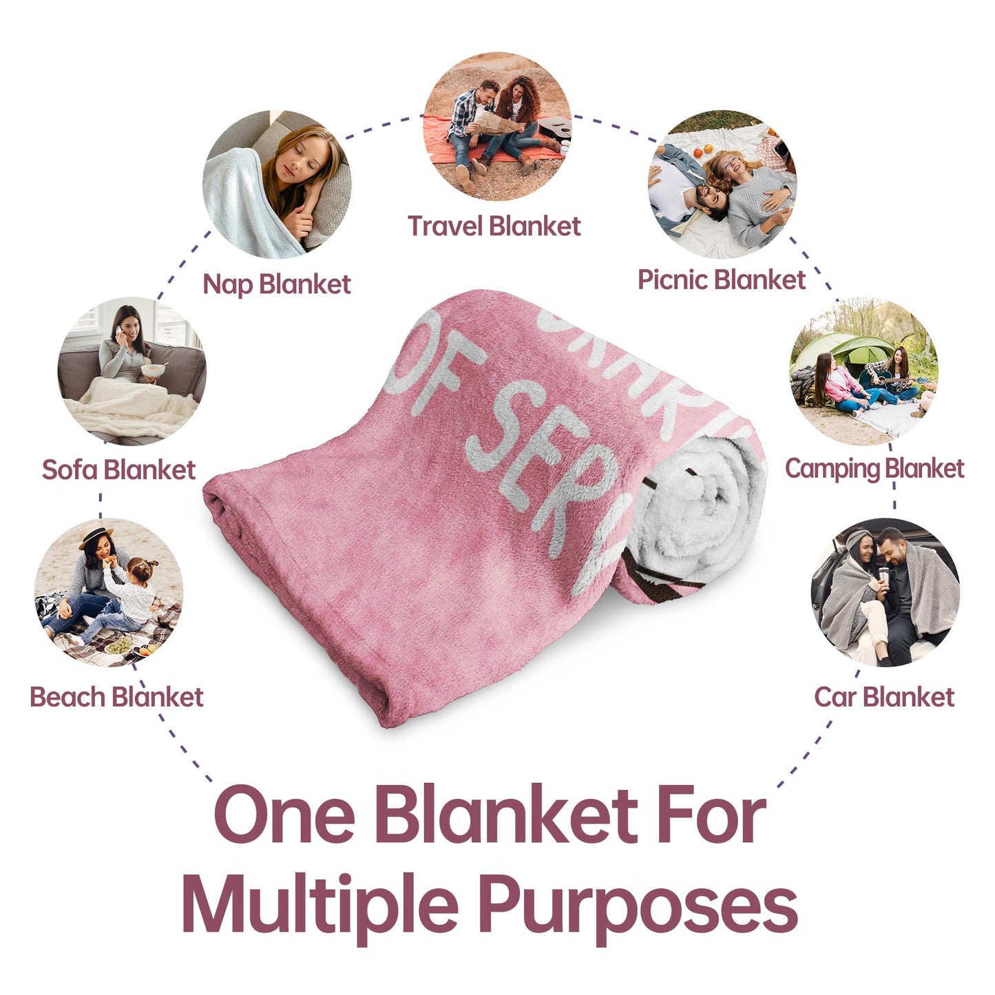 GoMelley Funny Gift for Wife from Husband, Wife Birthday Gift Ideas, Cute Cat Pink Flannel Blanket, Wedding Anniversary Romantic Gifts for Women, Christmas Valentines Day Gifts for Her, 60”× 50”（Pink）