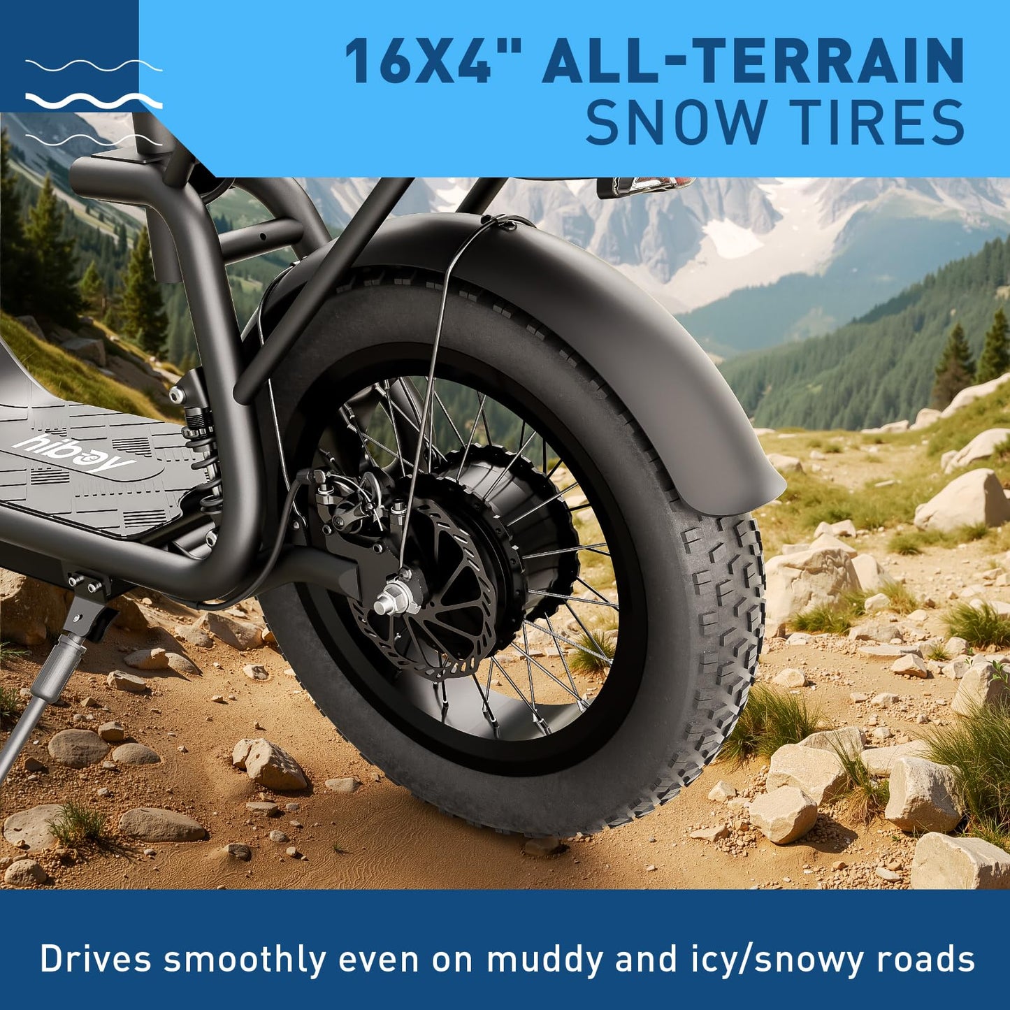 Hiboy Electric Scooter for Adults w/Seat & Rear Basket, 810W Motor, 25MPH, 34mi Range, 16" All-Terrain Tires (Snow/Mud), Dual Disc Brakes, UL2272-3-in-1 Commuter/Shopping/Off-Road E-Scooter