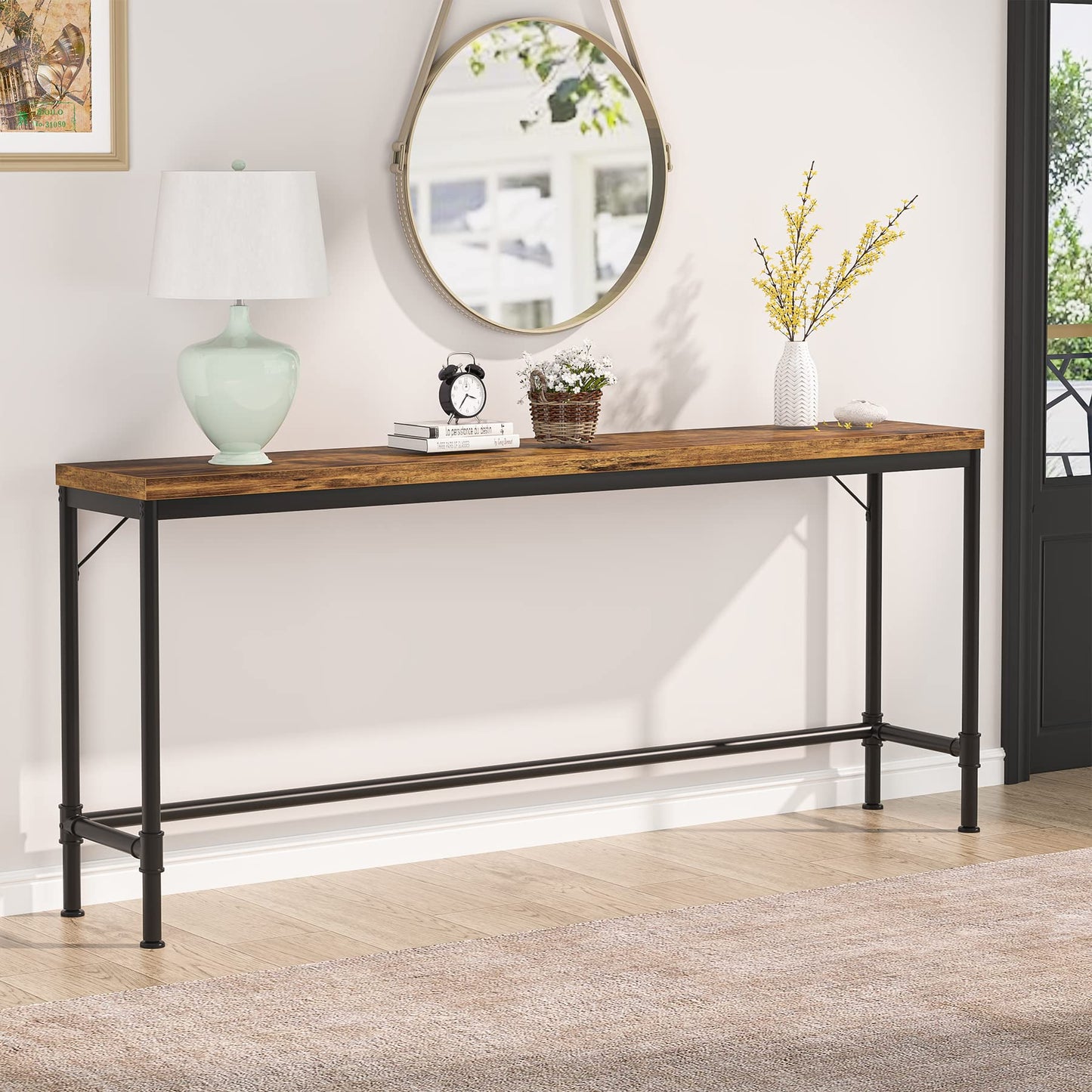 Tribesigns 70.9 Inch Extra Long Console Table, Narrow Sofa Table Behind Couch, Rustic Entryway Hallway Table Industrial Height Bar Table for Living Room