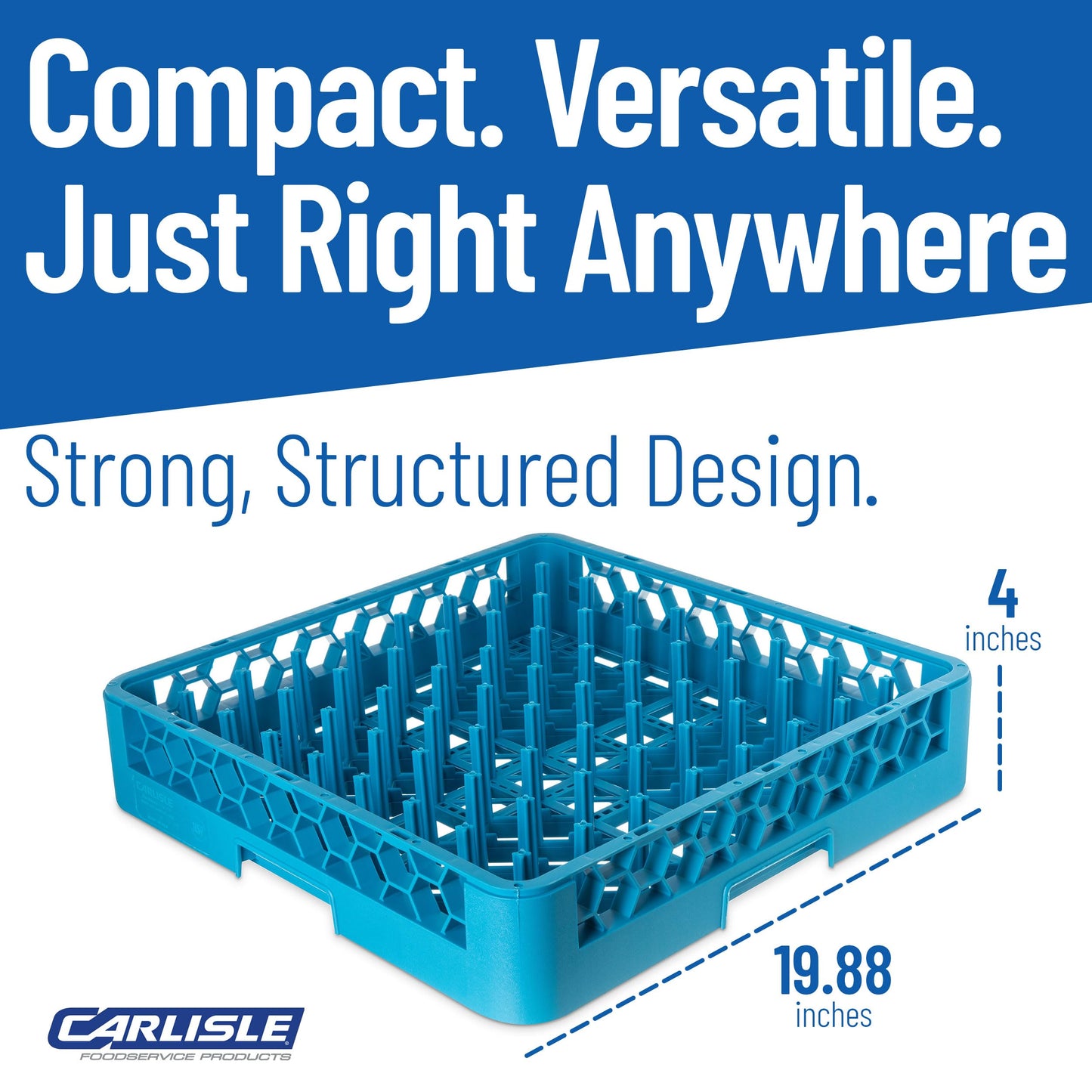 Carlisle FoodService Products OptiClean Peg Dish Rack for Commercial Washing Machines, Tall Peg Plate Rack, Blue (Pack of 6)