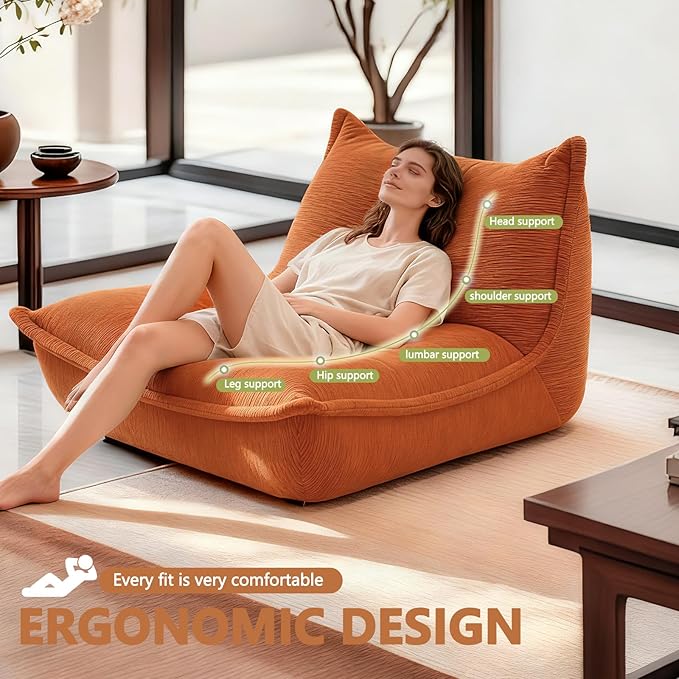 LEIMAOFC Bean Bag Chair,Memory Foam Bean Bag Chairs,Filled with High-Resilience Memory Foam,Skin Friendly Corduroy Fabric,for Living Room, Bedroom, Apartment