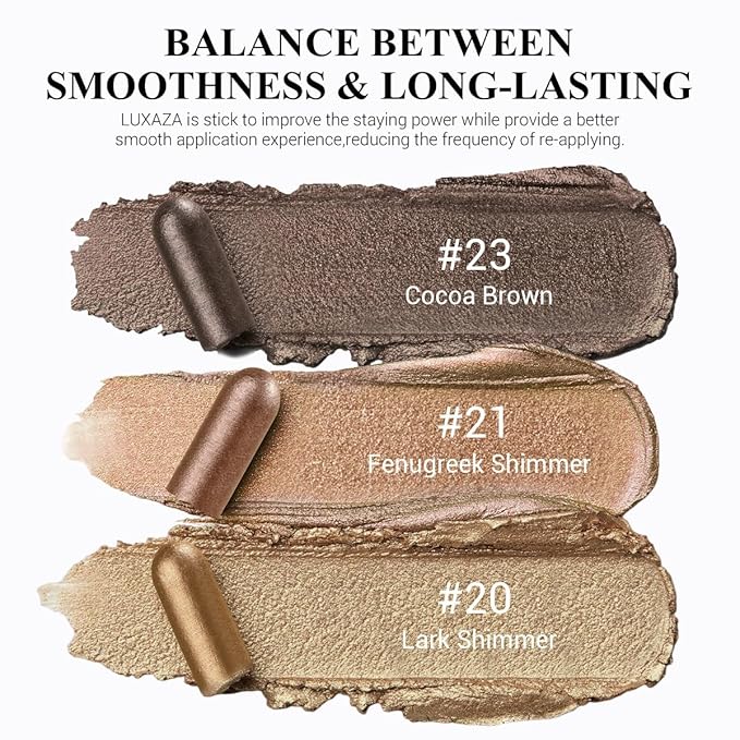 Classic 3PCS Neutral Eyeshadow Stick Makeup Set, Metallic Shimmer Matte Cream Eye Shadow Eyeliner Brightener Pencil Crayon - Golden Glow