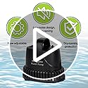 REPTIZOO Low Water Level Drain Pump, 243GPH 26W Submersible Drain with Bottom Suction, Flow Adjustable Bottom-draw Water P...