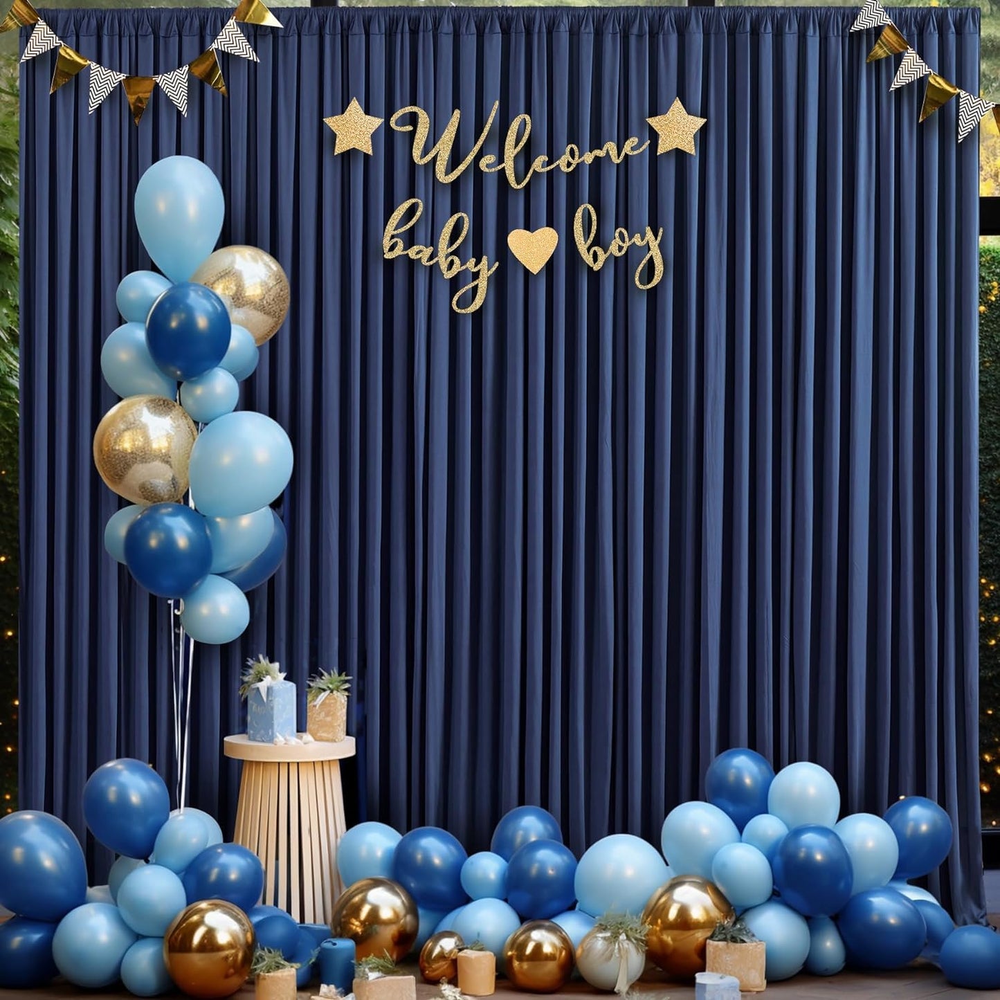 40ftx10ft Wrinkle Free Navy Blue Backdrop Curtains for Parties, Thick Polyester Backdrop Drapse 8 Panels 5x10ft for Weddings Birthday Photography Background Curtains