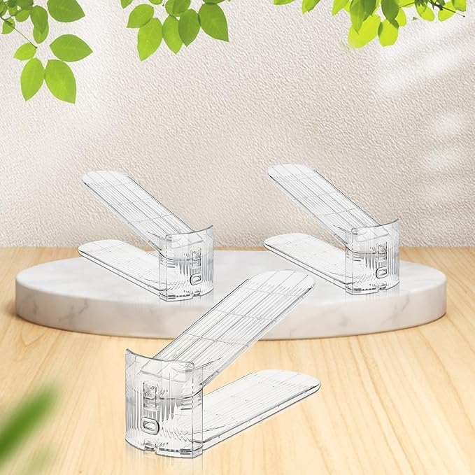 10 PACK Transparent Shoe Stacker,Shoe Slots Organizer for Closet, Shoe Display Space Saver,Adjustable Shoe Rack Organizer Holder for High Heels,Sneakers(Transparent)