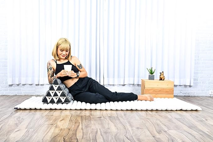 Leewadee Triangle Cushion – Comfortable Backrest for TV or Reading, Incline Pillow for Relaxing Made of Eco-Friendly Kapok, 20 x 13 inches, Black