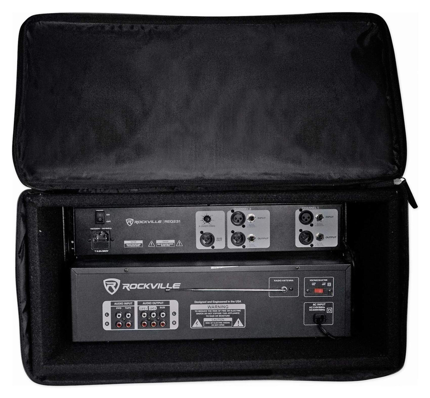 Rockville Rrb50 5U Rack Bag Double-Sided 12 Depth, 800D Ballistic Nylon, Removable Rack Case, Shoulder Strap, Front Pocket, For