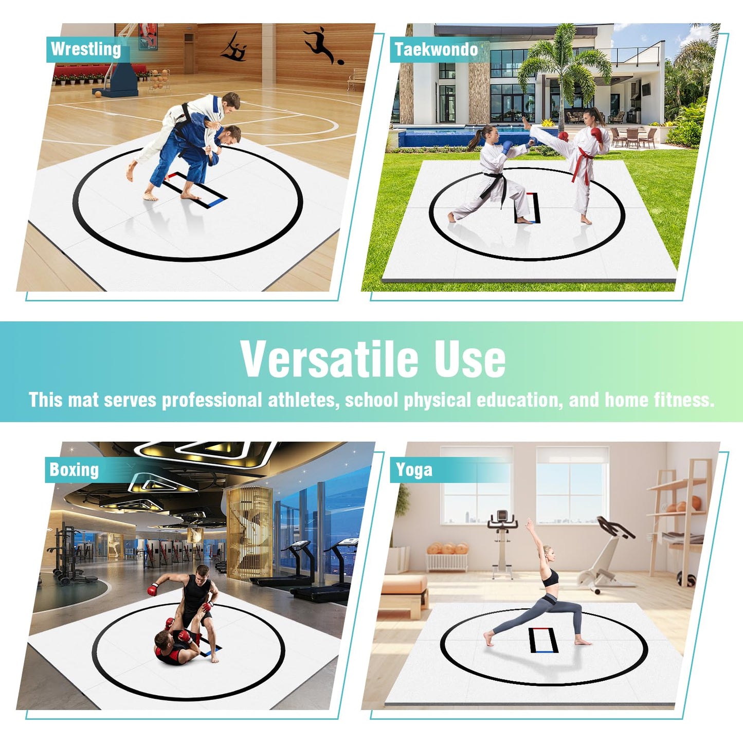 Flexi-Roll Wrestling Mat for Home, 118.11inch Roll-Up BJJ Judo MMA Jiu Jitsu Yoga Martial Arts Mat, Portable Training Floor for Gym, Grappling & Workout