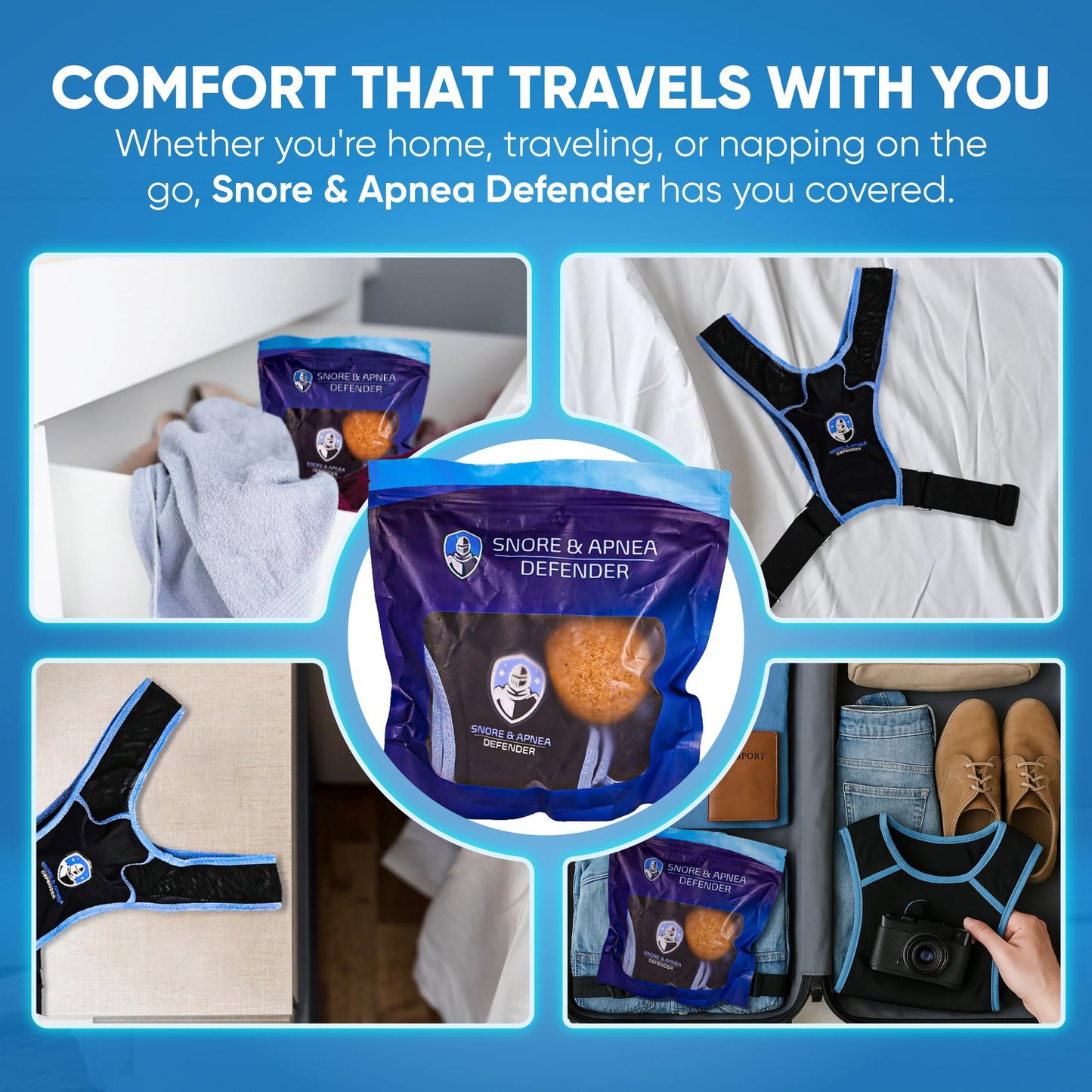 Snore & Apnea Guard - Anti Snoring Sleep Position Trainer for Sleeping On Your Side and Improving Quality of Sleep, Adjustable Sleep Positioner Vest, Prevent Back Sleeping and Promote Side Sleeping