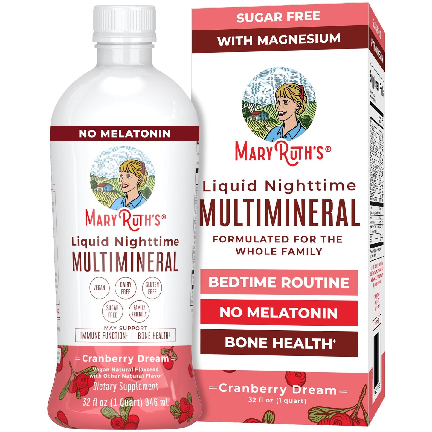 MaryRuth Organics Liquid Nighttime Multimineral | No Melatonin | Bedtime Routine | Magnesium Citrate | Calcium | Zinc | Vitamin D3| Available in 4 Flavors | Vegan | Sugar Free | Gluten Free | 32 Oz