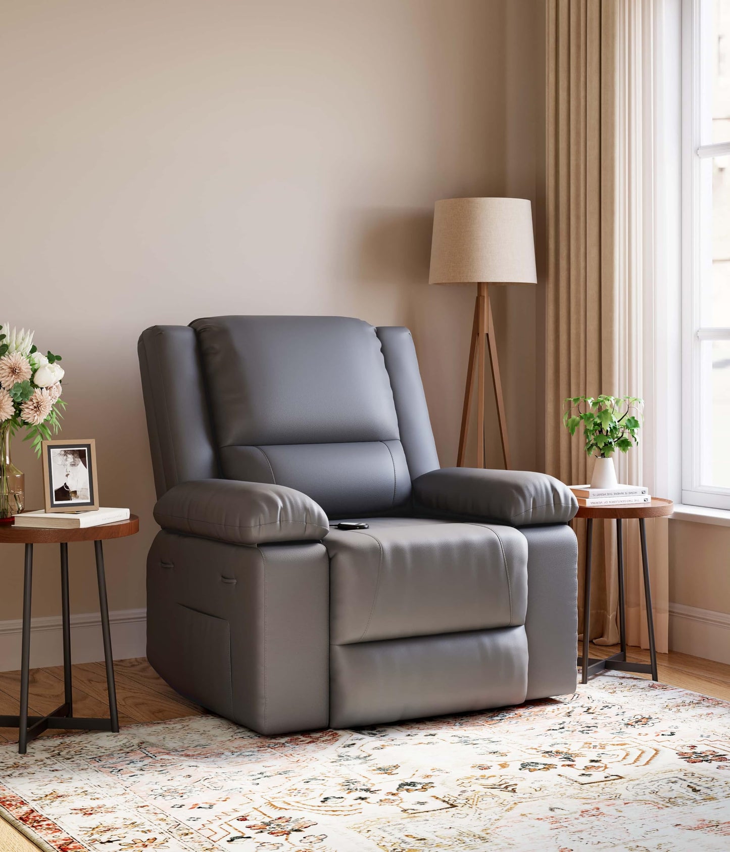 Garvee Power Lift Recliner Chair - Heat and Massage, PU Leather Electric Lift Recliner for Elderly & Mobility Impaired，Reclining Sofa with Side Pocket for Living Room