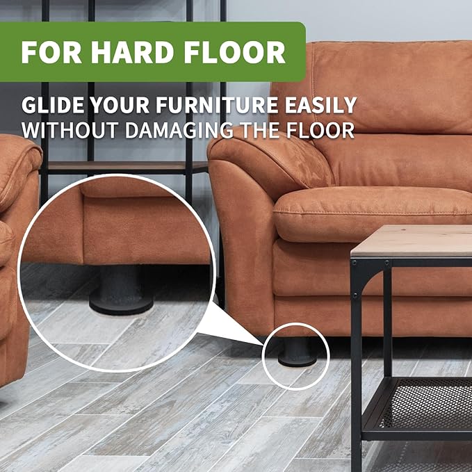 COVERCORNER Furniture Sliders for Hardwood Floors, Furniture Sliders for Carpeted Floors, 8 PCS 4 3/4 inch Combo Pack, Sliders for Moving Furniture, Furniture Movers Sliders