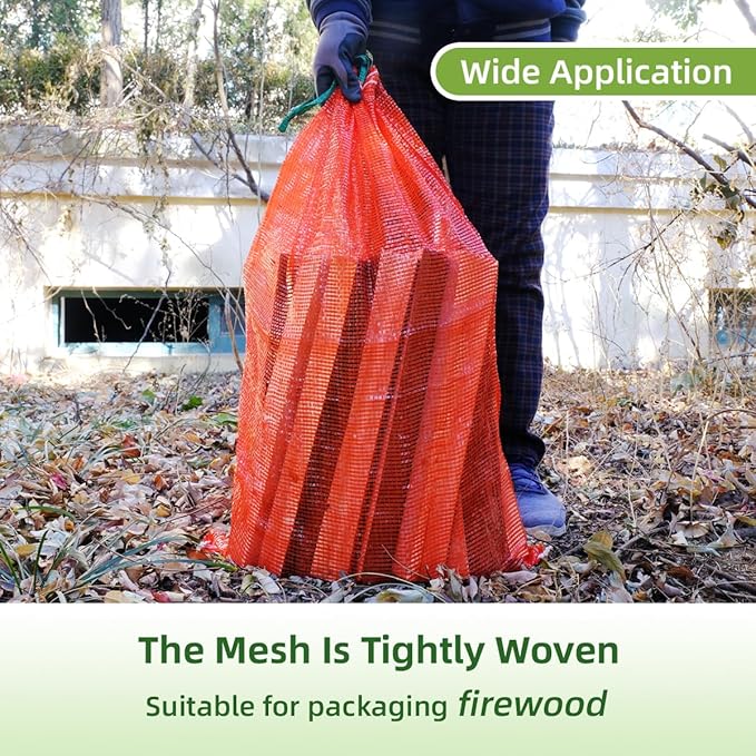 50pcs Extra Large Mesh Produce Bags 60 lbs Reusable Onion Sacks Vegetable Storage Bags Washable Net Bag 21” x 32” for Onion Potato Firewood Crawfish, Pack of 50