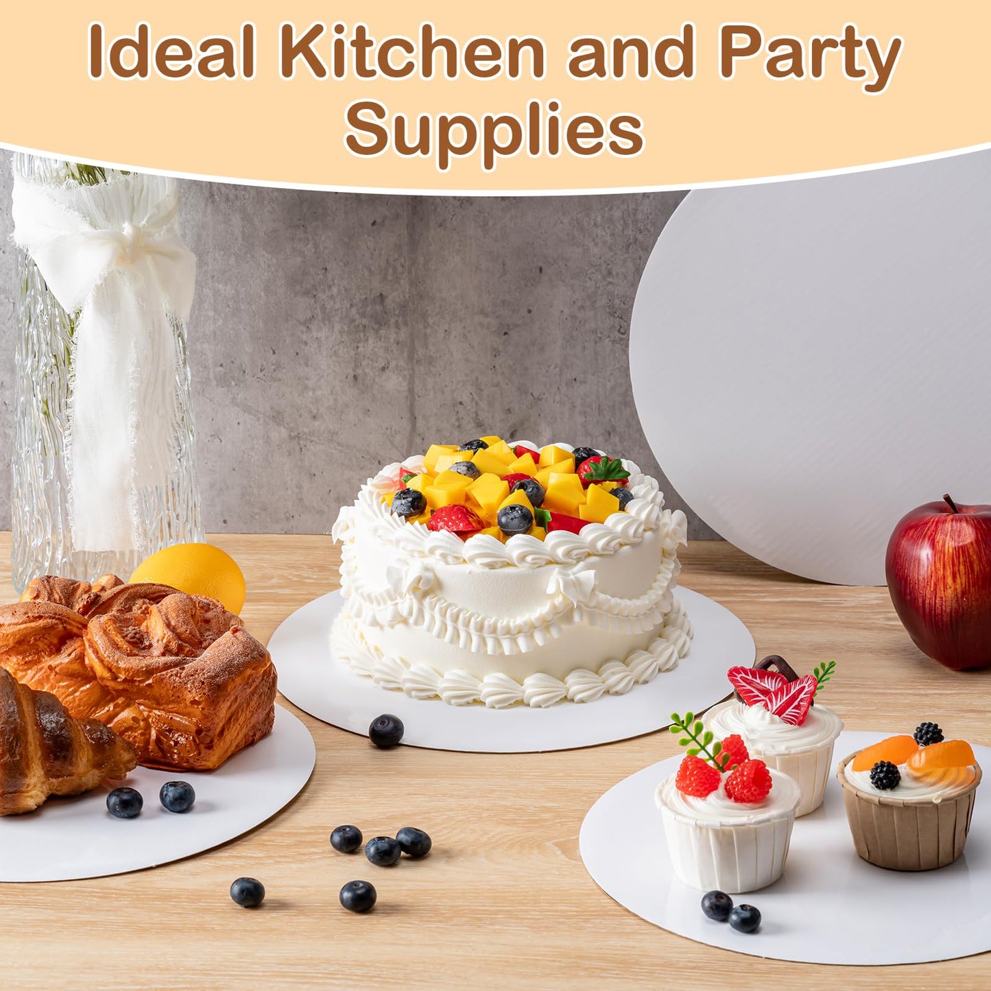 YUNZT 6 Pcs Cake Boards,White Cake Boards 10 inch Round,100%Food-graded Cardboard Cake Rounds,Waterproof and Oil-proof Cake Base for Cake DIY, Wedding, Birthday, Dessert, Pizza Decorating & Exhibition