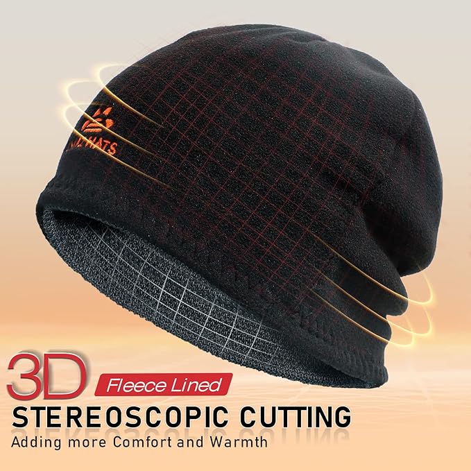 Lvaiz Mens Winter Beanie Hat Warm Fleece Lined Skull Cap for Men Reversible Women Windproof Watch Hat Knit Warm Unisex Beanie