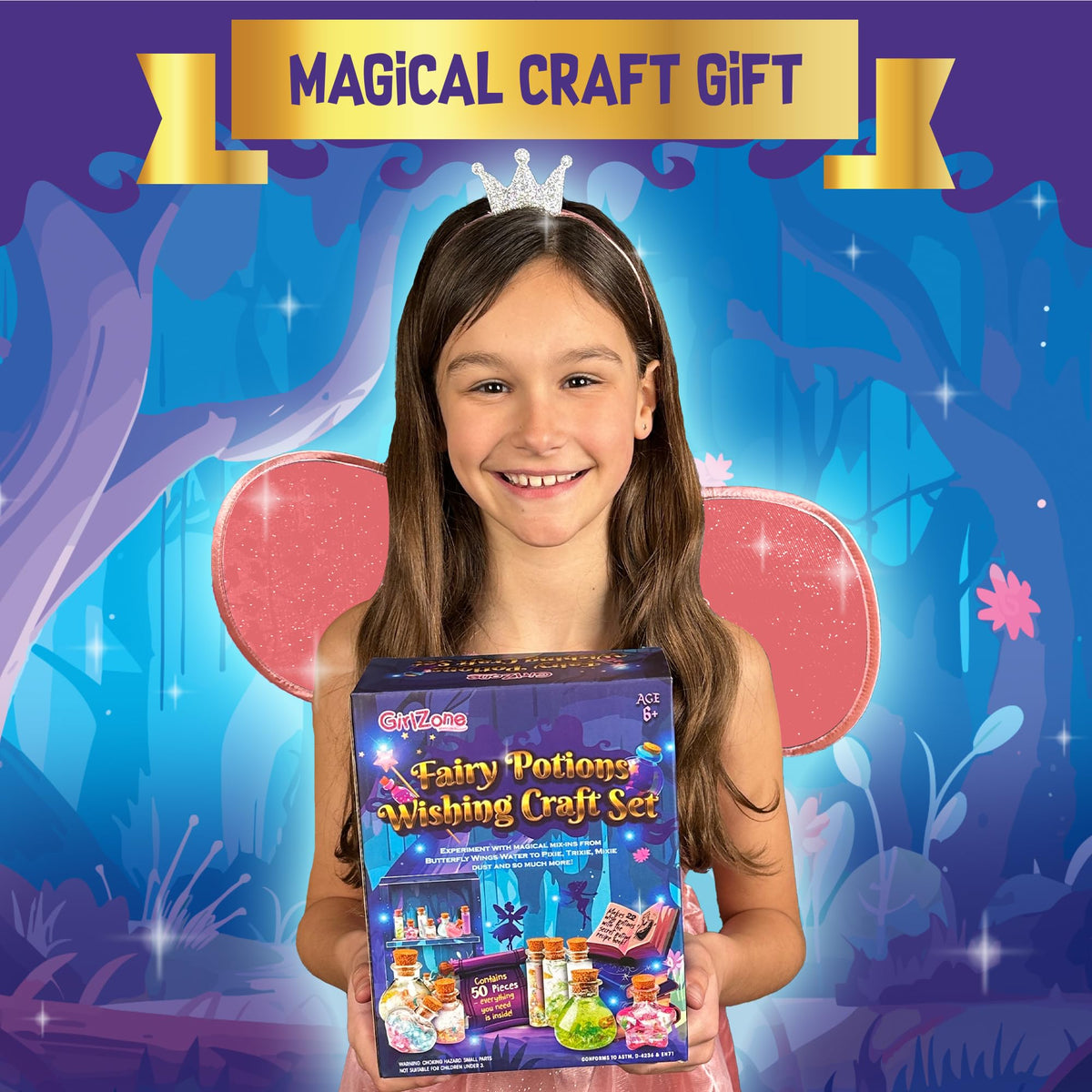 GirlZone Fairy Potions Wishing Craft Set - Kids Potion Making Kit with 50 Pieces to Create Fairy Potion Fun Crafts for Girls 8-12 - Gift for Kids