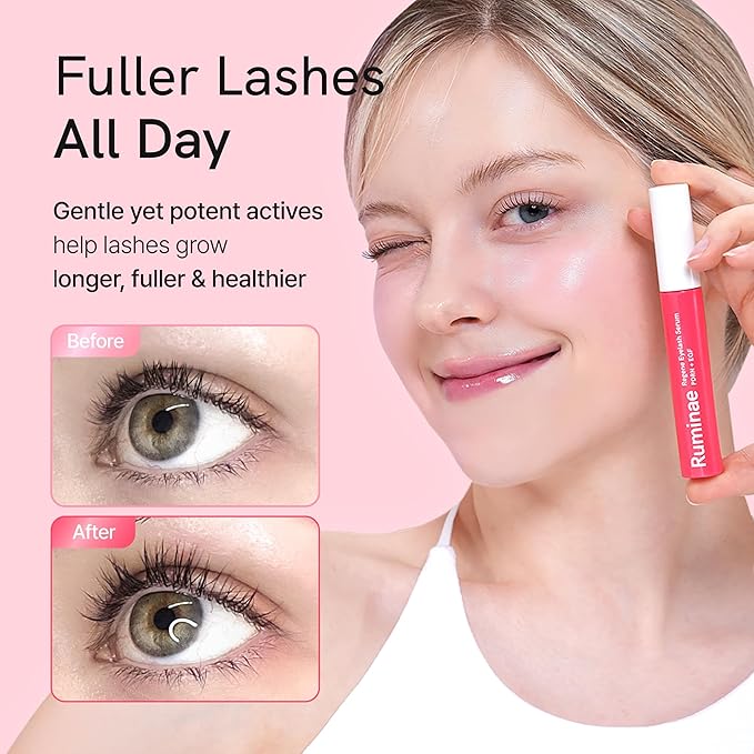 Lash Serum for Damaged, Thin or Extension-Weakened Lashes | Eyelash & Brow Growth Serum with PDRN, EGF, 20 Amino Acids & 9 Peptides | Gentle Korean Formula, Prostaglandin-Free (0.3fl oz)