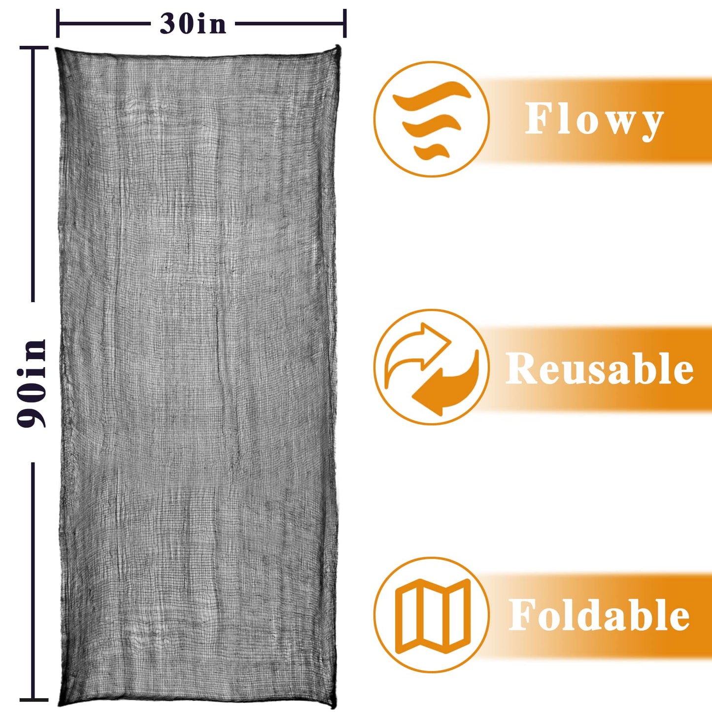 Halatool 4 PCS Halloween Creepy Cloth 30 X 90 in Black Spooky Cheesecloth Scary Hanging Gauze Decor for Halloween Party Supplies Haunted Houses Windows Doorways Indoors & Outdoors