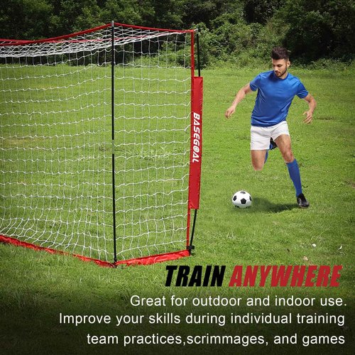 BaseGoal Soccer Goal,Soccer Net,Soccer Goals for Backyard,with Bow Frame,Collapsible Metal Base and Agility Ladder