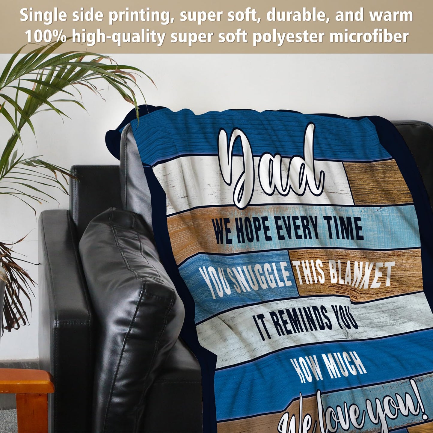 Afterprints Dad Blanket, Gifts for Dad on Fathers Day, Birthday, Father Gifts from Daughter Son, We Love You Soft Throw Blankets 50" x 60"